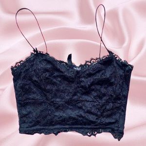 SOLD ON DEPOP tiny black lace bustier crop top